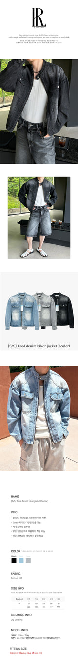 [S/S] Cool denim biker jacket (3color)