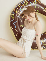 FLOWER STRING RIBBON MONOKINI - IVORY