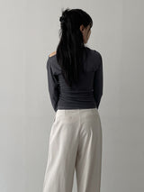 Button Ribbed Layered Tube Top
