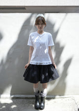 Bow sound Lace T-shirts (white)