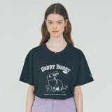 ハッピーバニーTシャツ - ブラック