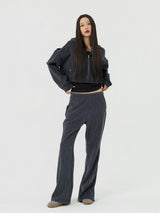 Knit cut detail bootcut Pants, Charcoal