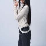 LOW-RISE TWO BUTTON BOOTS CUT PANTS (CHARCOAL)