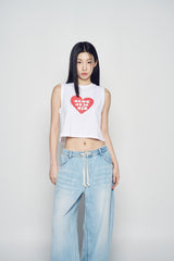 25SS アグリーハートクロップスリーブレス ホワイト