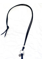 suede black beads keyring