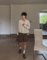 Enfree ドローイングクロップシャツ
