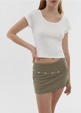 [B-BASIC] Cool Standard U-neck Crop Short Sleeve T-shirt (2SIZE)