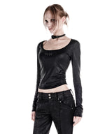 PYTHON U-NECK LONGSLEEVE TOP BLACK