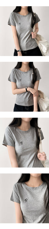 OBS刺繍スリムショートスリーブTシャツ