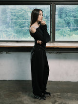 EYELET OFF SHOULDER L/S (BLACK)