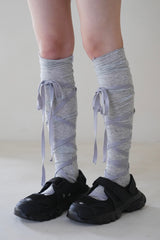 cross ribbon high socks