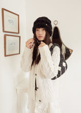Stripe Fur Beanie - Black