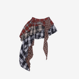 Chena unbalanced checkered cancan skirt
