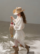 Lace panel pleated romantic dress
