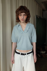 Vanilla frill knit_skyblue