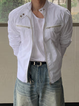Loose glossy biker jacket
