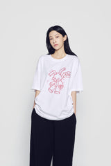 24FW HANDSKETCH RABBIT SHORT SLEEVE T-SHIRT WHITE