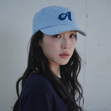 Argyle Stripe Denim Pillbox Cap (Blue Denim)