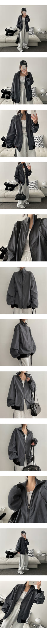 Kukin Ping Line Color Two Way Windbreaker Jumper