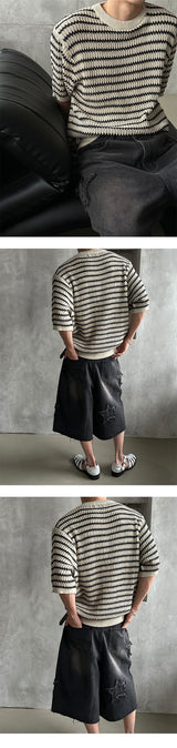 [S/S] Saint stripe half knit (3color)