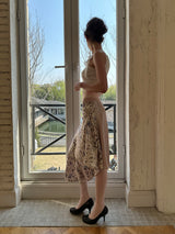That's neat – irregular hem pink leopard-print paneled asymmetrical skirt (Pink)