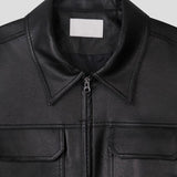 Brick pocket leather jacket