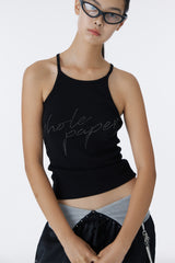 CUBIC HALTERNECK TANK TOP (BLACK)