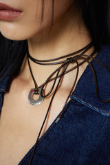 Horseshoe Leather Necklace(BR)