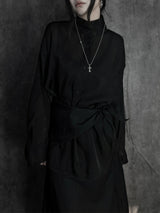 chiffon scarf high-neck shirt (2color)