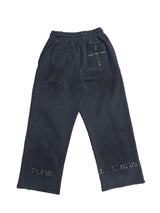 COLORFUL RANDOM STITCH EMBROIDERY DISTRESSED SIGNATURE SPRAY-COLOR WASHED RELAXED FIT SWEATPANTS