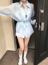 Back Note Back Strap Oversized Long Sleeve Shirt