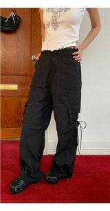 Lace nylon pocket strap cargo pants
