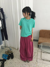 チビ カラー ベーシック セミクロップ 半袖Tシャツ