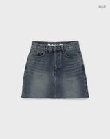 [B-DENIM] カッティングミニスカート 030