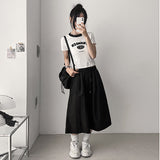 Franker Fluffy Lettering Neck Coloring Cropped Short Sleeve T-shirt (3 colors)