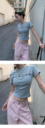 ダックスフントビーズ ラウンドショートスリーブ Tシャツ