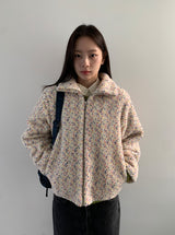 Tumbab Wool Collar Quilted Fleece Jumper