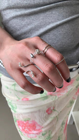 Pearl N beads Thin ring SET