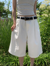 シティクラシックピンタックバミューダパンツ(White)