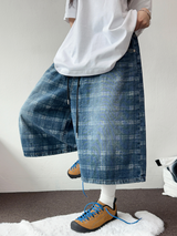 HIGH QUALITY🩵CHECK BANDING DENIM BERMUDA 💙💎🫐🤍