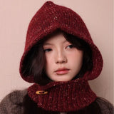 Knit Duffle Hood Scarf Balaclava Beanie