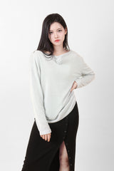 ルーズフィットコサージュニット MInt