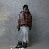 HIGH-GLOSS SCARF QUILTED JACKET