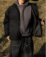 Urban crop high-neck fleece hoodie