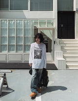 グローイングプリンティングベルベット長袖Tシャツ