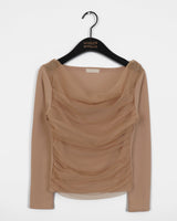 Ssotin Chiffon Shirring Drape T-shirt