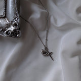 ハートアンドクロス セミチョーカーネックレス (Stainless Steel)