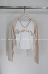 Rose Patch Color Raglan T-shirt