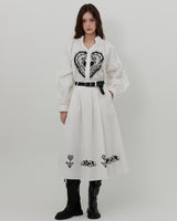 ORNAMENT PRINT MIDI SKIRT [WHITE]