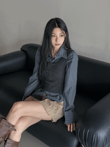 ウィンディブレットボタンリブドスリーブレス